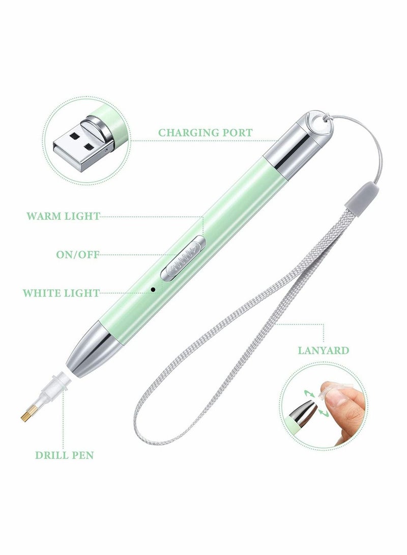 سيوسي مجموعة من مجموعة قلم الحفر الماس ، وضعان خفيف اللوحة الماس قلم الحفر مع 12 قلم بديل لقلم لفن الأظافر DIY Craft (أخضر) - Image 3