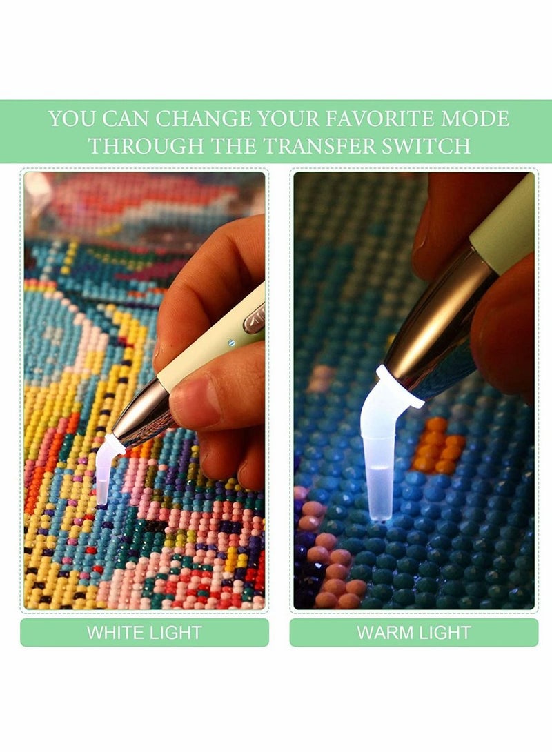 سيوسي مجموعة من مجموعة قلم الحفر الماس ، وضعان خفيف اللوحة الماس قلم الحفر مع 12 قلم بديل لقلم لفن الأظافر DIY Craft (أخضر) - Image 2