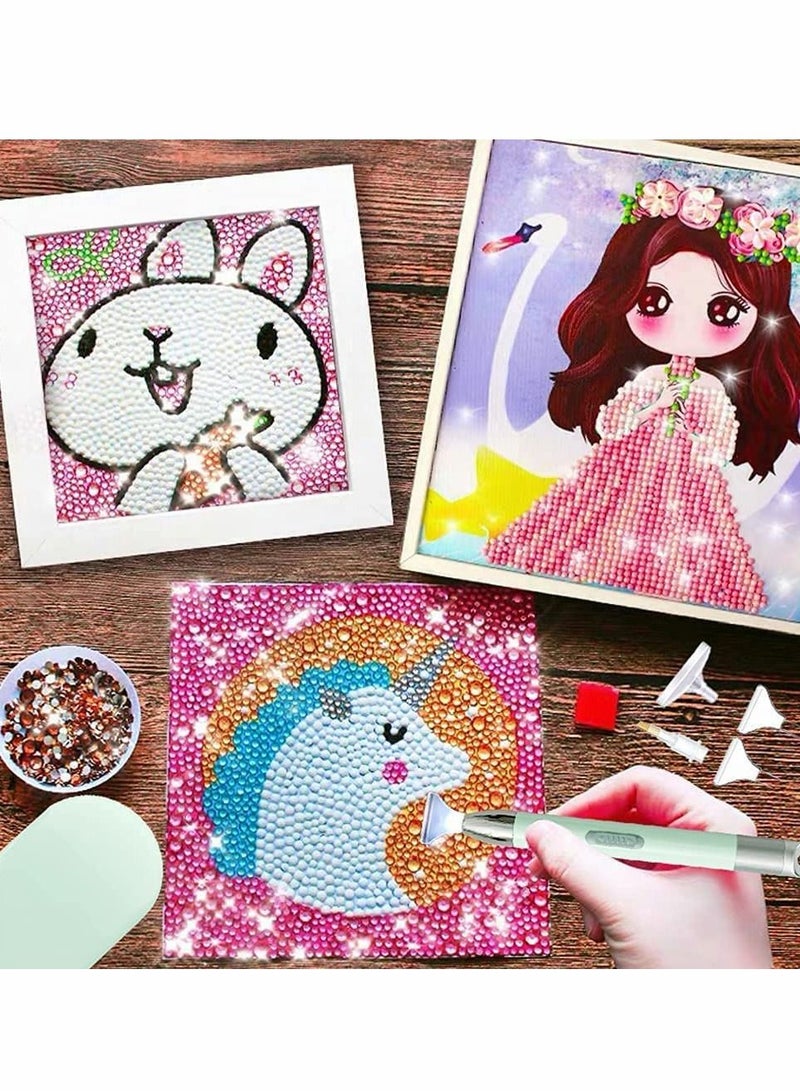 سيوسي مجموعة من مجموعة قلم الحفر الماس ، وضعان خفيف اللوحة الماس قلم الحفر مع 12 قلم بديل لقلم لفن الأظافر DIY Craft (أخضر) - Image 5