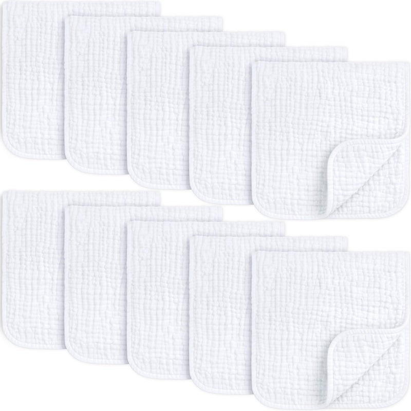 KeaBabies Organic Muslin Burp Cloths Baby Boy Girl 10Pack 100 Cotton Muslin Burping Cloths for Babies Newborn 21x10 Large Absorbent Spit Up Rags Baby Washcloth Infant Towels Soft White - Image 2