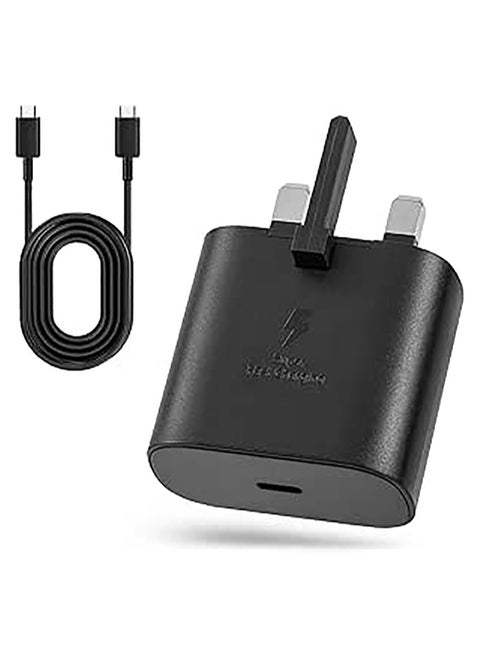25W USB C Fast Charger Plug with Type C Charging Cable for Samsung Galaxy S25 Ultra, S24 Ultra, S23 Ultra, S22, Z Flip 5, Z Fold 5, Z Fold 6，A14,A15, A33, A54,A55（Black)