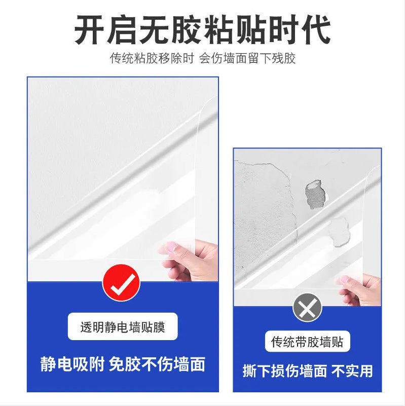 Electrostatic Wall Protective Film Does Not Damage The Wall, Transparent Glue-Free Adsorption Wall Sticker, Latex Paint, Waterproof, Dirt-Resistant And Scratch-Resistant - Image 3