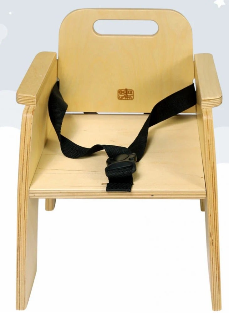 Wooden Chair for Kids with Safety Belt – 20 cm Height – Safe & Sturdy Design