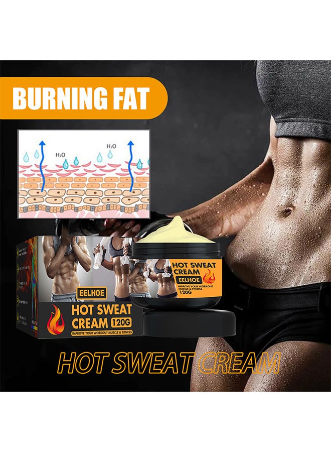 EELHOE Hot Sweat Cream, For Belly, Waist And Buttocks-Slimming And Fat Burning Cream For Men And Women, Moisturizing, Firming, Cellulite Reduction And Weight Loss Solution 120G - Image 4
