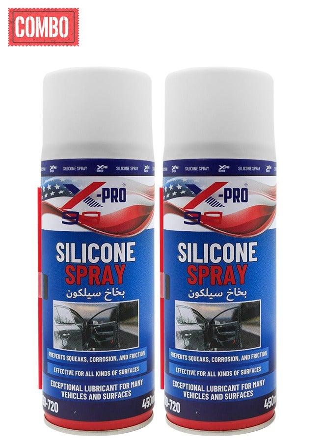 Xpro Combo - 2 PCS Silicone Spray Lubricant and Protectant for Vehicles, Prevents Squeaks, Corrosion, and Friction 450ml X99-720 - Image 1