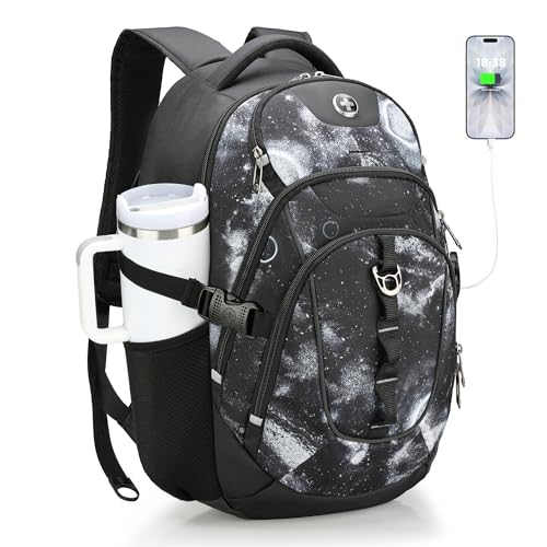 Swissdigital Laptop Backpack with USB Charging Port, Travel Backpack Fits 15.6 inches Computer, 31L Backpack for Men, Starry Sky | SD803-98 - Image 1