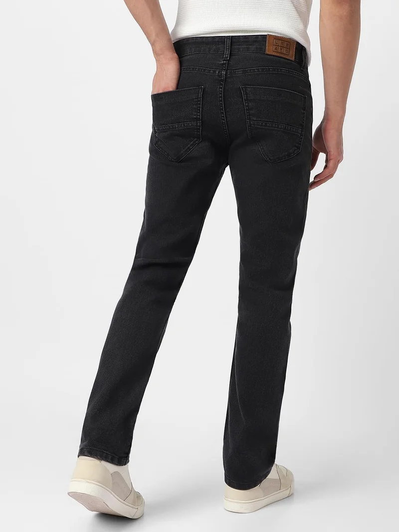 Urbano Fashion  Urbano Fashion Men's Black Regular Fit Washed Jeans Stretchable  | Best Price UAE
