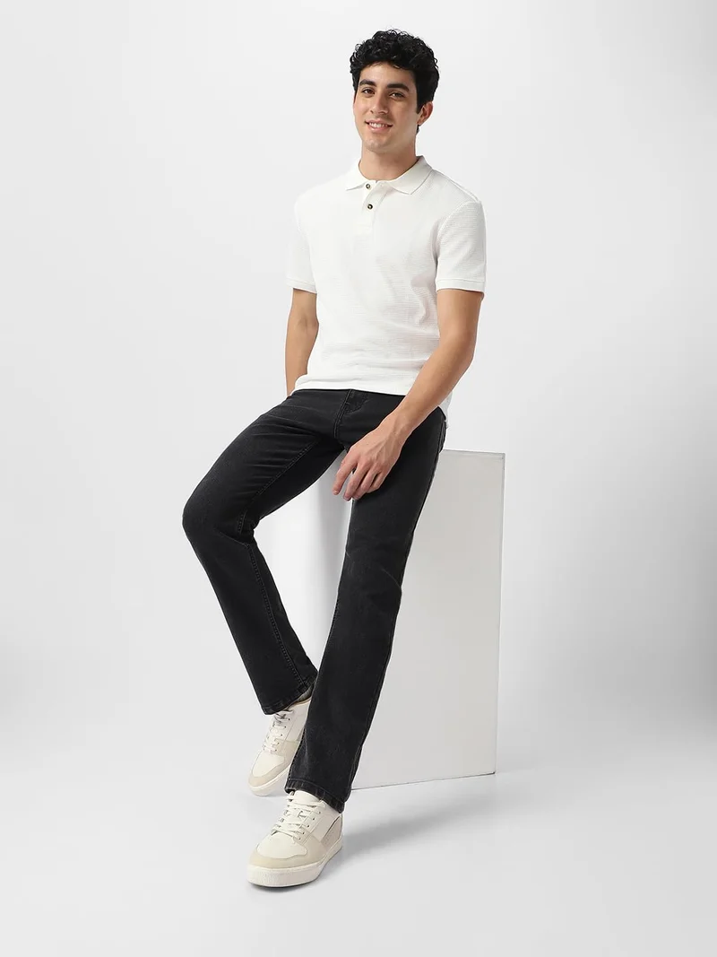 Urbano Fashion  Urbano Fashion Men's Black Regular Fit Washed Jeans Stretchable  | Best Price UAE