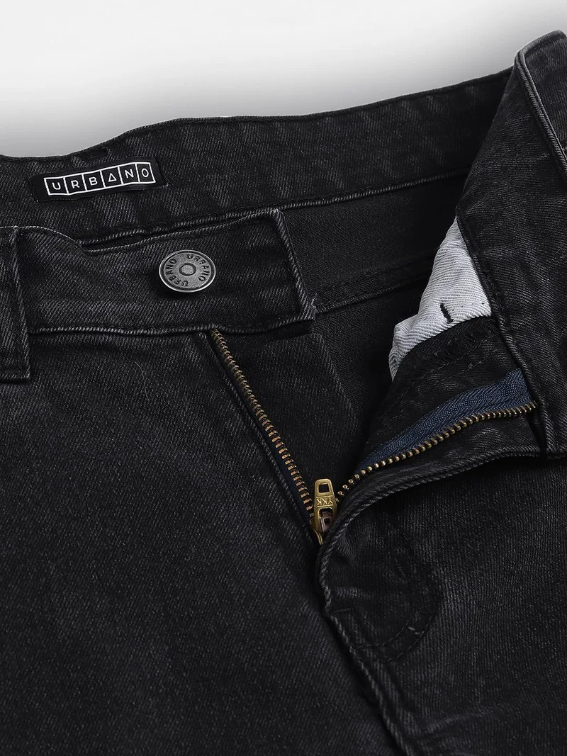 Urbano Fashion  Urbano Fashion Men's Black Regular Fit Washed Jeans Stretchable  | Best Price UAE