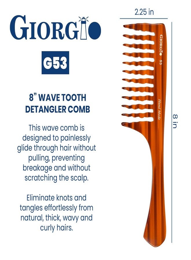 Giorgio G53 Wide Tooth Comb for Curly and Thick Hair - Large Handmade Rake Detangler for Wet or Dry Hair, Hand-Polished (8") - Image 3