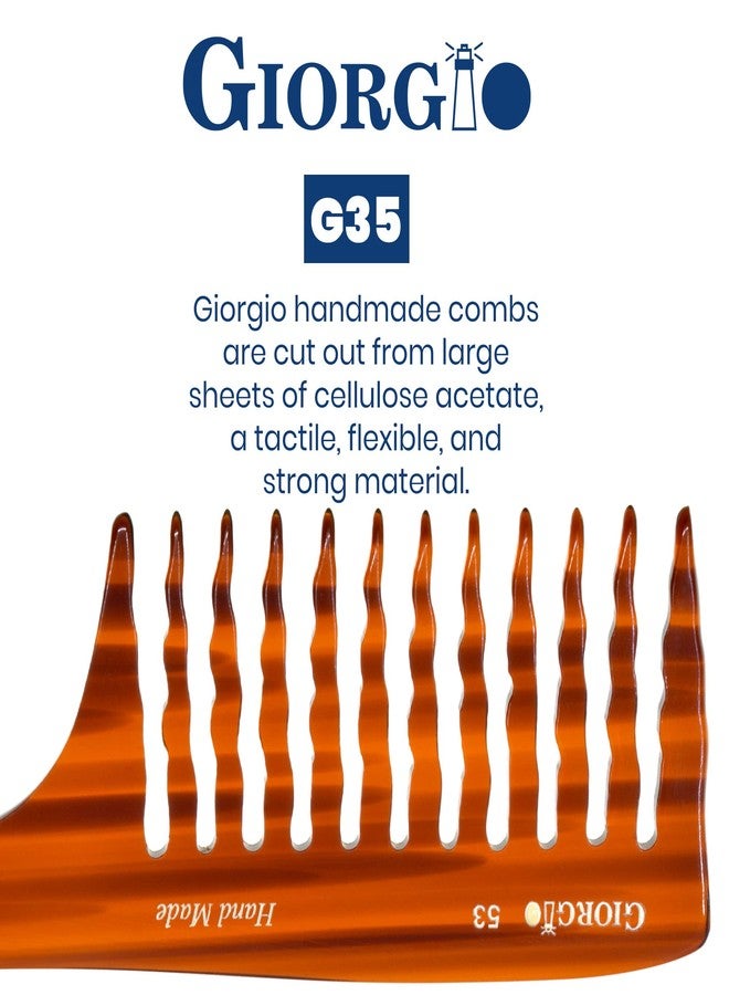 Giorgio G53 Wide Tooth Comb for Curly and Thick Hair - Large Handmade Rake Detangler for Wet or Dry Hair, Hand-Polished (8") - Image 5