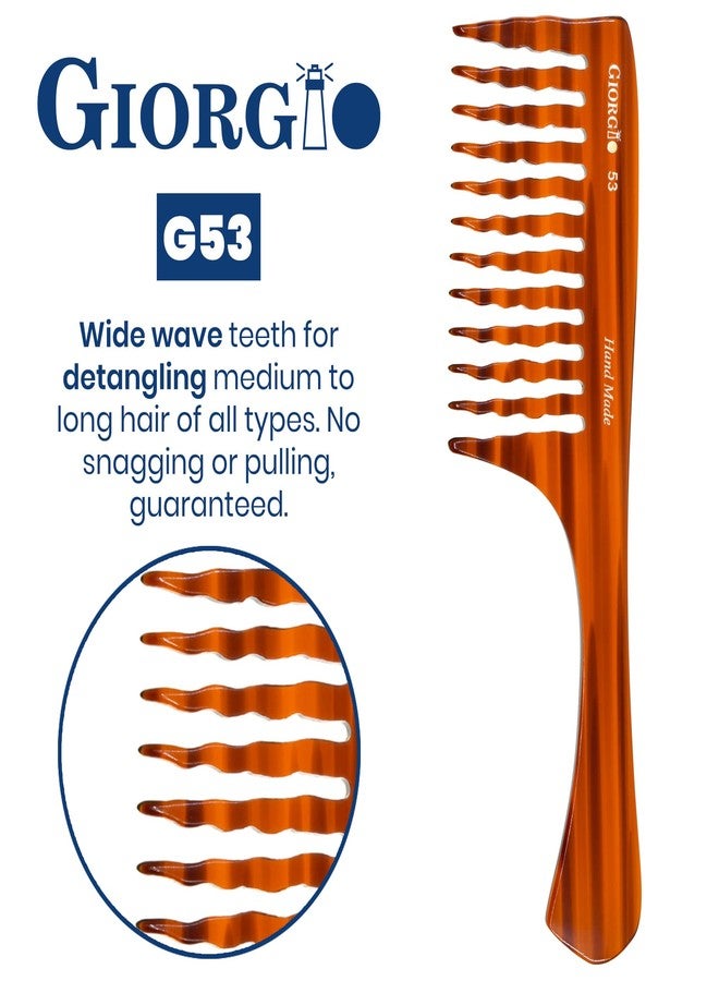 Giorgio G53 Wide Tooth Comb for Curly and Thick Hair - Large Handmade Rake Detangler for Wet or Dry Hair, Hand-Polished (8") - Image 4