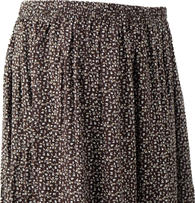 Oppland Women's Skirt Woven Viscose Cotton Fabric Crochet Model Elastic Waist Comfortable Cut Full Pattern