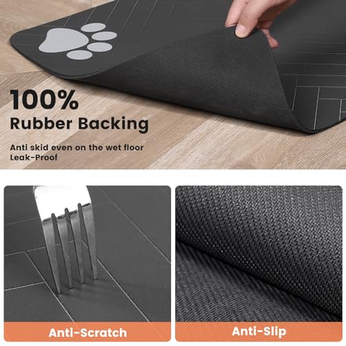 DK177 Pet Feeding Mat-Absorbent Pet Placemat for Food and Water Bowl, with Waterproof Rubber Backing, Quick Dry Water Dispenser Mat for Dog and Cat (20"x12", Coffee) - Image 5