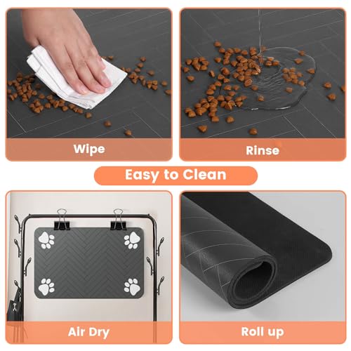DK177 Pet Feeding Mat-Absorbent Pet Placemat for Food and Water Bowl, with Waterproof Rubber Backing, Quick Dry Water Dispenser Mat for Dog and Cat (20"x12", Coffee) - Image 4
