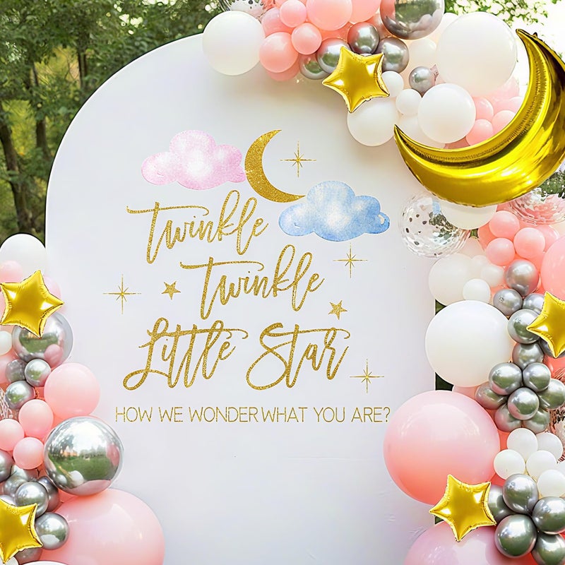 Dvehdbay Twinkle Twinkle Little Star Gender Reveal Decorations - Cloud Gender Reveal Decorations, Star Decal Sign for Balloons Arch Backdrop, Boy or Girl Baby Shower Decoration for Girl (Not Balloons) - Image 1