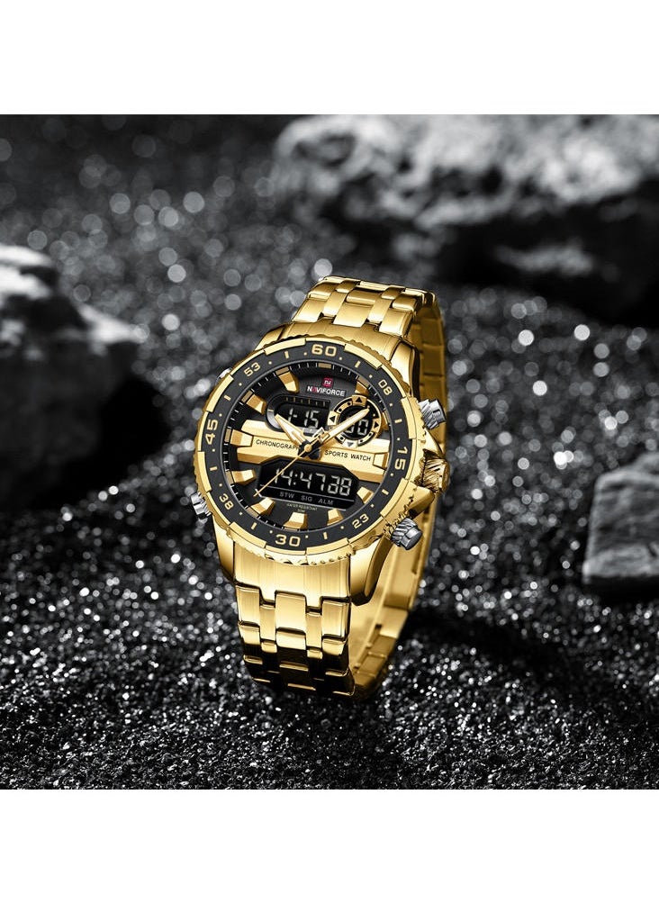 NAVIFORCE Stylish Stainless Steel Analog Digital Sports Watch for Men with Chronograph Dual Display Water Resistant Durable Bracelet Multi-Function Timepiece for Casual and Business Wear  - Image 3