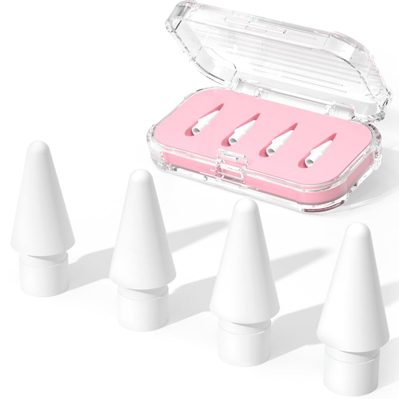 JOOSKO Replacement Pencil Tips for Apple Pencil Pro/USB-C/2nd Gen/1st Gen Tips(with Storage case),wear-Resistant Tips for iPad Pencil Accessories (4 Pack,Pink) - Image 1
