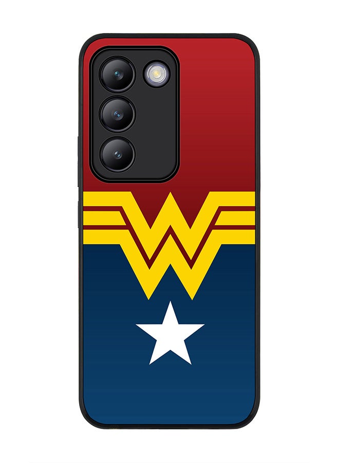 Stylizedd Rugged Black edge case for Vivo V30 Lite 5G, Slim fit Soft Case Flexible Rubber Edges Anti Drop TPU Gel Thin Cover -  Wonder Woman  - Image 1