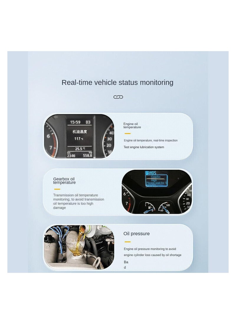 SYOSI - شاشة عرض HUD Head Up Display للسيارة، شاشة عرض HUD Head Up Display S100، شاشة لوحة القيادة متعددة الوظائف OBD للسيارة، متوافقة مع إنذار مراقبة درجة حرارة ناقل الحركة الزيتي، عداد السرعة الرقمي - Image 1