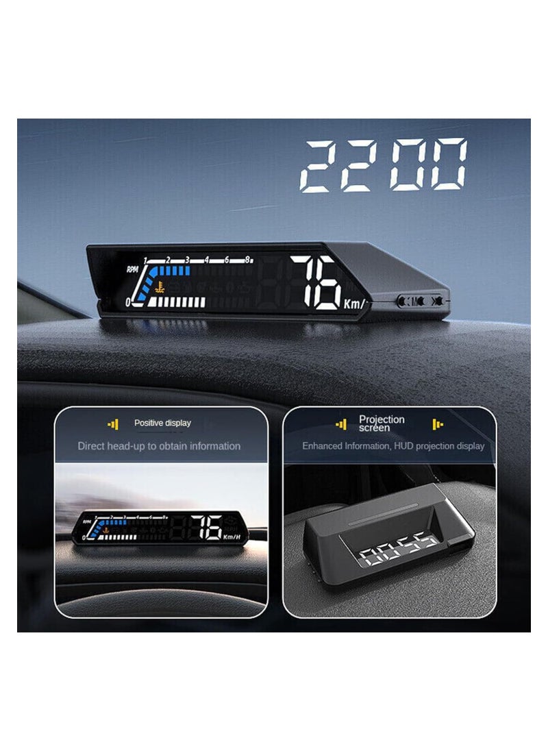 SYOSI - شاشة عرض HUD Head Up Display للسيارة، شاشة عرض HUD Head Up Display S100، شاشة لوحة القيادة متعددة الوظائف OBD للسيارة، متوافقة مع إنذار مراقبة درجة حرارة ناقل الحركة الزيتي، عداد السرعة الرقمي - Image 1