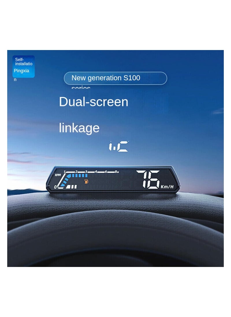 SYOSI - شاشة عرض HUD Head Up Display للسيارة، شاشة عرض HUD Head Up Display S100، شاشة لوحة القيادة متعددة الوظائف OBD للسيارة، متوافقة مع إنذار مراقبة درجة حرارة ناقل الحركة الزيتي، عداد السرعة الرقمي - Image 1