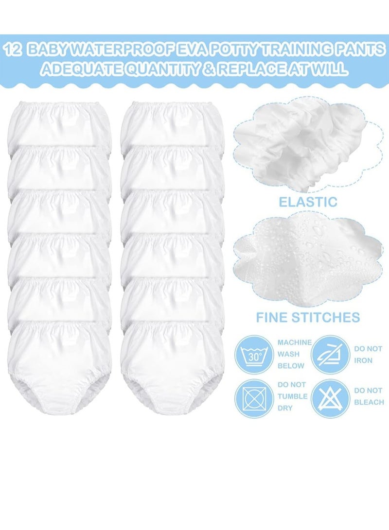 12 Pairs Baby Potty Training Pants, Waterproof Plastic Pants for Toddlers Plastic Diaper Covers