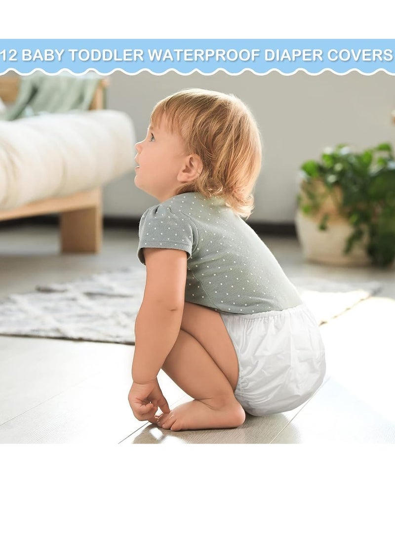 12 Pairs Baby Potty Training Pants, Waterproof Plastic Pants for Toddlers Plastic Diaper Covers
