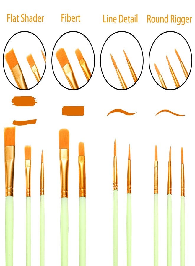 Cedilis 96 Pcs Painting Brush Palette Set, 80 Paint Brushes and 16 Paint Palette Tray for Oil, Watercolor, Acrylic Painting, Kids, Students, Nylon Brush Head - Image 4