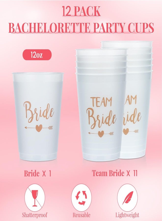 RONRONS 12 Pieces Bachelorette Cups, Plastic White Bride Tribe Cups, Team Bride Bachelorette Party Decorations, Reusable Bachelorette Supplies for Bridal Shower, Bridesmaid Wedding Gift - Image 3