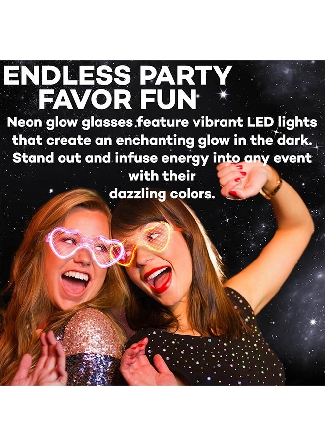 Light-Up LED Glasses, 5 Packs Heart Shape Toys Party Favors Glow In The Dark Supplies Shutter Shades Sunglasses Luminous Neon In The Dark For Adult Kids, Heart Style