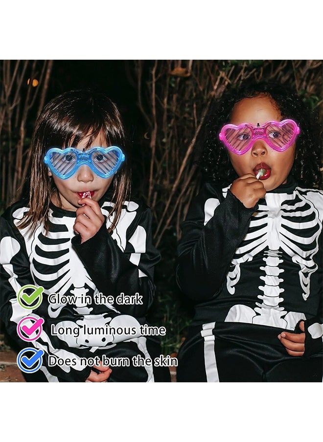Light-Up LED Glasses, 5 Packs Heart Shape Toys Party Favors Glow In The Dark Supplies Shutter Shades Sunglasses Luminous Neon In The Dark For Adult Kids, Heart Style