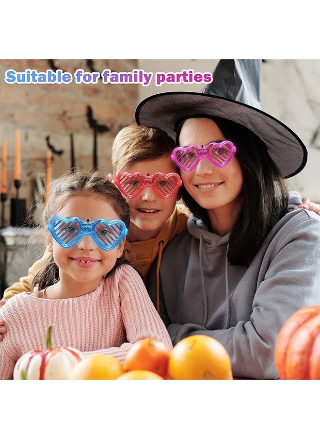 Light-Up LED Glasses, 5 Packs Heart Shape Toys Party Favors Glow In The Dark Supplies Shutter Shades Sunglasses Luminous Neon In The Dark For Adult Kids, Heart Style