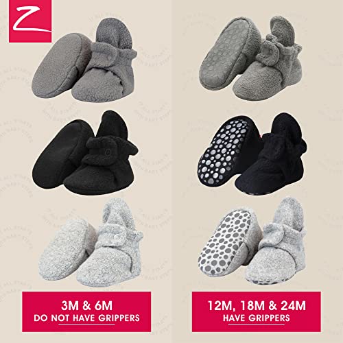 Zutano Unisex Baby Cozie Fleece Baby Booties, Baby Essentials, Pack of 3, Gray/Black/Heather Gray, 3 Months - Image 2