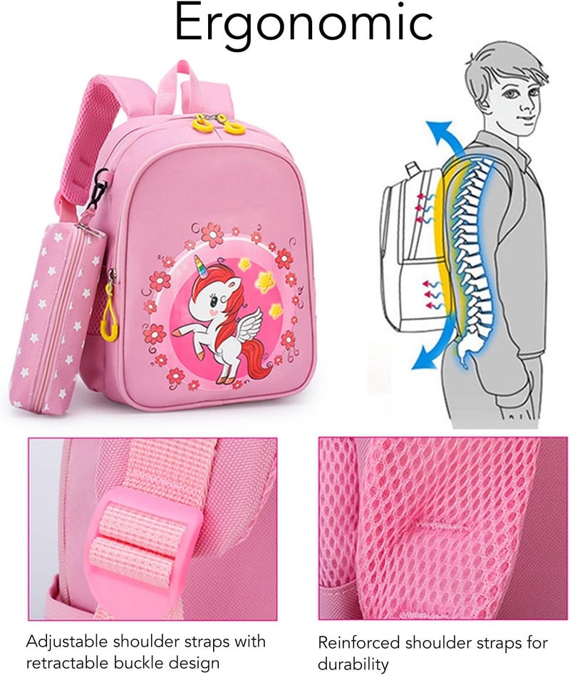 كلاراكو حقيبة ظهر كلاركو للأطفال بسعة كبيرة مطبوعة لرياض الأطفال، حقيبة مدرسية لحماية العمود الفقري وتقليل العبء، خفيفة الوزن، مطبوعة باللون الوردي، لطيفة لحقيبة الظهر للأطفال، حقيبة ظهر - Image 4