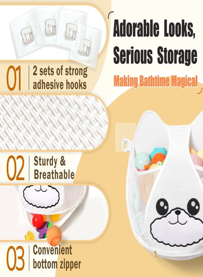 Austion Bath Toy Storage 3.2-Gallon Hanging Bath Toy Holder for Kids‘ Bath Tub - Zippered, Quick-Drying and Machine-Washable Bathroom Organizer - Image 4