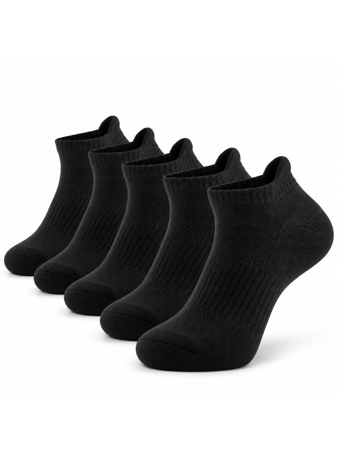 5 Pairs Ankle Sports Socks for Men & Women, Cotton Cushioned Running Socks with Arch Support, Breathable Mesh & N9 Silver Freshness - Image 1