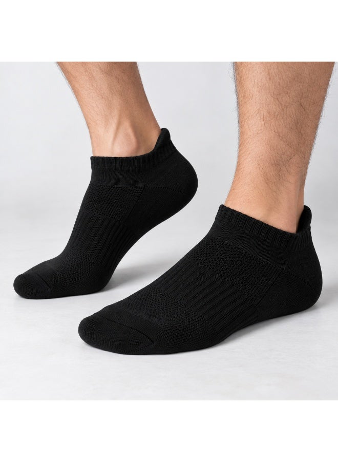 5 Pairs Ankle Sports Socks for Men & Women, Cotton Cushioned Running Socks with Arch Support, Breathable Mesh & N9 Silver Freshness - Image 2