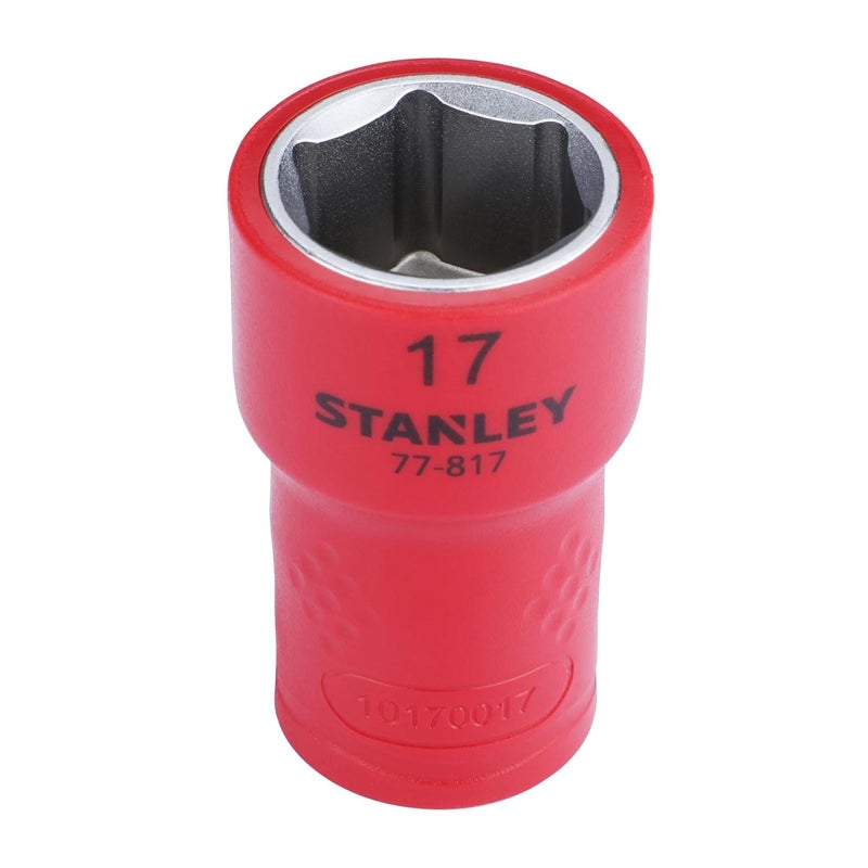 STANLEY STMT7781723B 38 VDE Insulated Metric Socket 17mm Ideal For Repair Of Electric Vehicles Red - Image 1
