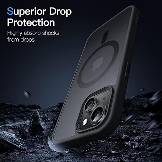 JETech Magnetic Case for iPhone 14 61Inch Compatible with MagSafe Translucent Matte Back Slim Shockproof Phone Cover Black - Image 5