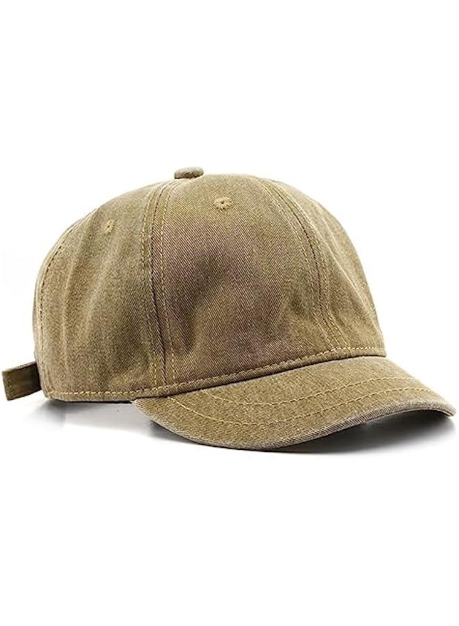Short Brim Vintage Baseball Cap Adjustable Unstructured Washed Distressed Cotton Blank Dad Hat for Men & Women - Image 5