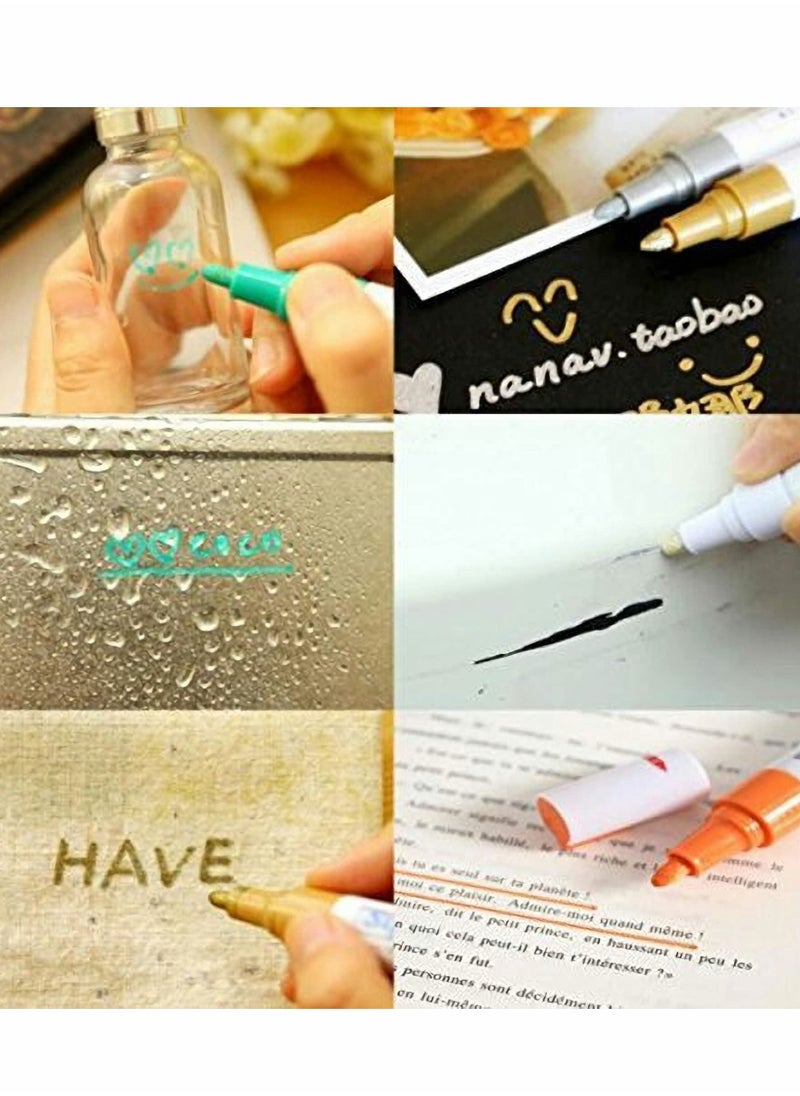 Y&D Permanent Markers, Colored Waterproof Metallic Oily Filled Paints Low Odor, Easy Inking For School DIY Tire Tread CD Metal Paint Marker Pens 12 Colors  - Image 5