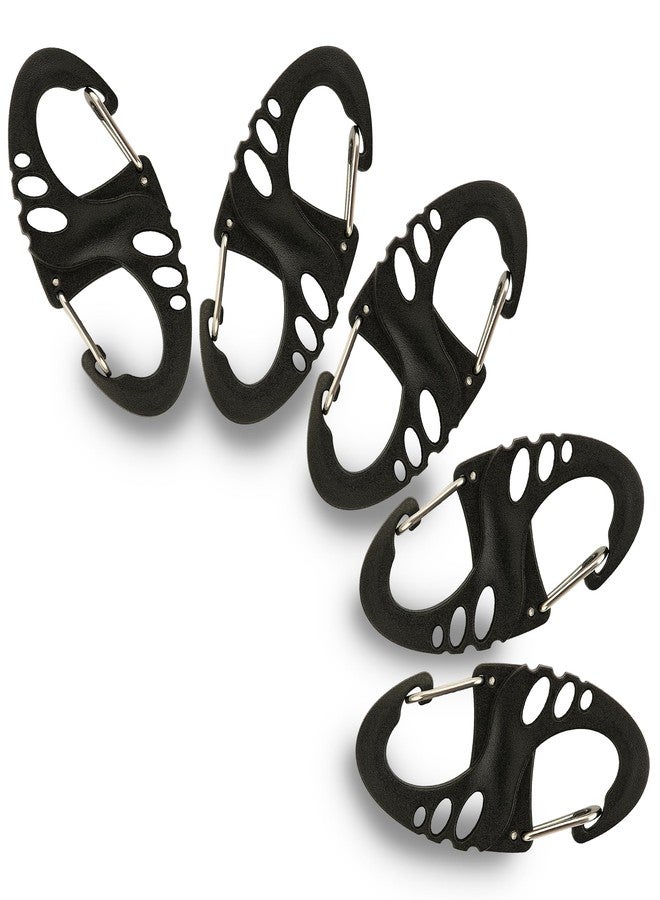 M-TAC Carabiner Clip - Double Spring snap Hook- 5 Pack S-Biners - Locking Key Ring - Black Mini Carabiners - Image 1