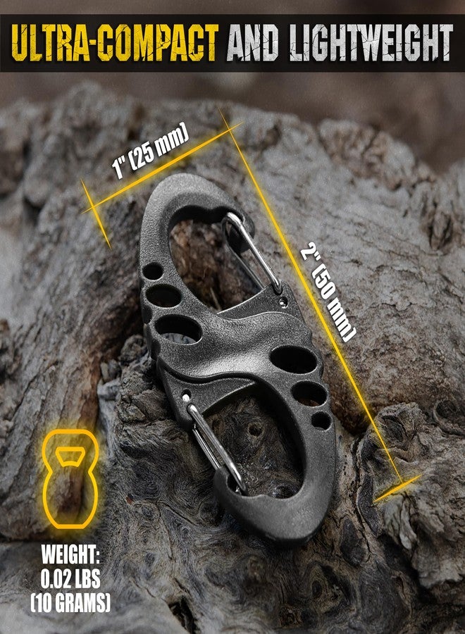 M-TAC Carabiner Clip - Double Spring snap Hook- 5 Pack S-Biners - Locking Key Ring - Black Mini Carabiners - Image 2