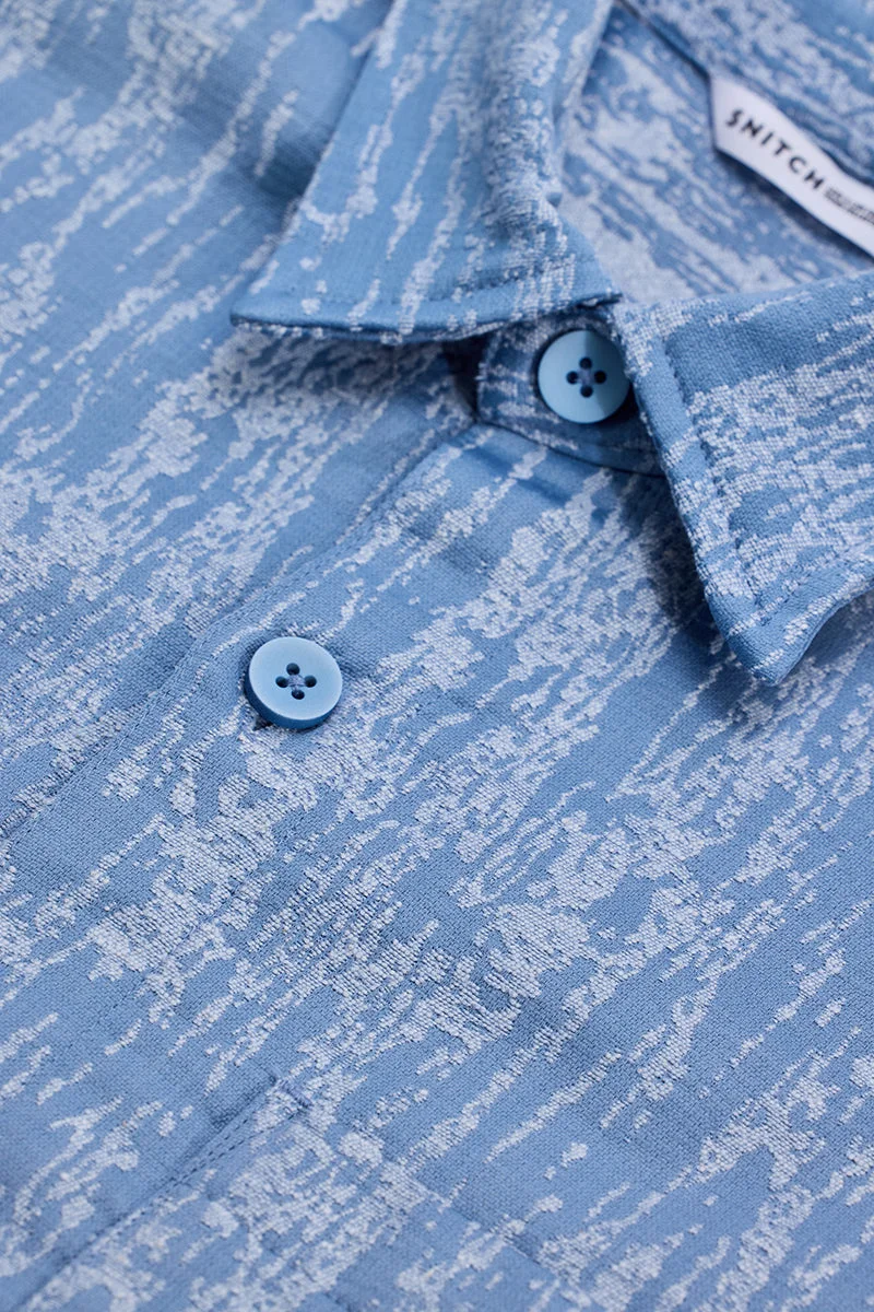 SNITCH Blue Textured Relaxed Fit Shirt