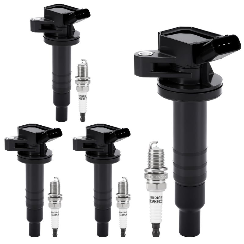 PZ Ignition Coil Pack and Iridium Spark Plugs Compatible with Toyota Corolla 2000-2008,Toyota Celica GT 2000-2005 Matrix MR2 Spyder,Chevy Prizm,Pontiac Vibe 1.8L L4 Set of 4 Replaces#UF247 C1249 - Image 1