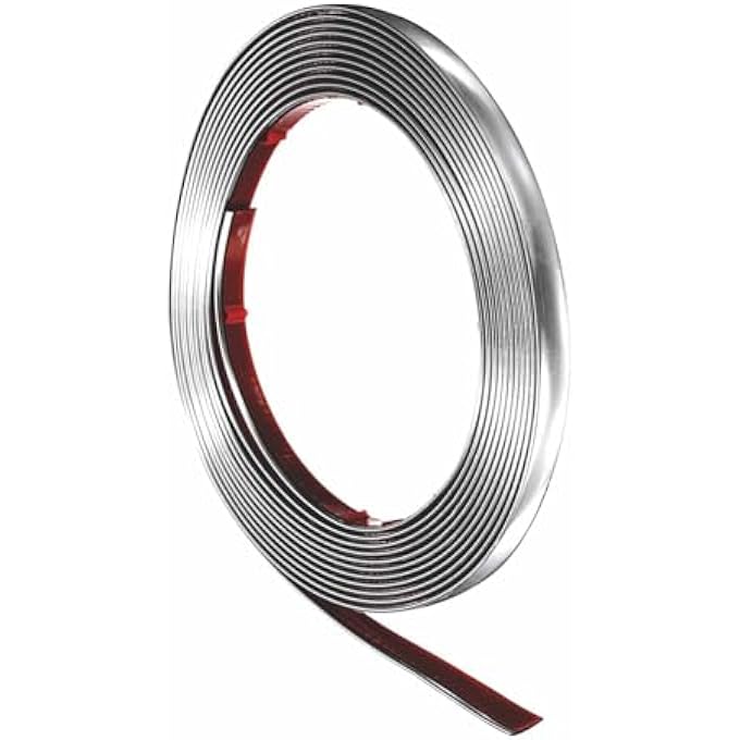 16.4FT X 0.39" WALL TRIM PEEL AND STICK MOLDING TRIM FRAME, FLEXIBLE PVC SELF ADHESIVE DIY ACCENT STRIP FOR WALL, CEILING, FLOOR, CABINET, TILE, EDGE, BORDERS, MIRROR SILVER - Image 1