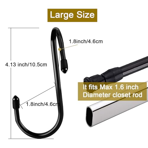 HiGift Purse Hooks for Closet, Non Slip Rubber Coated Closet Rod Hook for Bags, Large Organizer Hooks for Hanging Handbags, Backpacks, Belts, Scraves, Hats, Clothes (Black, 8 Pack) - Image 2