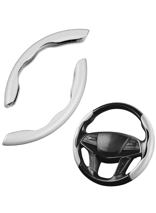 Car Steering Wheel Cover, Carbon Fiber Texture Steering Wheel Cover for Women & Man, Safe and Non Slip Car Accessory, Universal Fit 99% Car Steering Wheel Protector (White) - Image 1