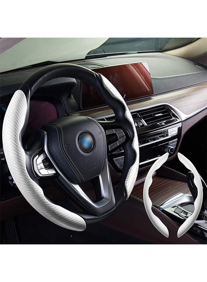 Car Steering Wheel Cover, Carbon Fiber Texture Steering Wheel Cover for Women & Man, Safe and Non Slip Car Accessory, Universal Fit 99% Car Steering Wheel Protector (White) - Image 2